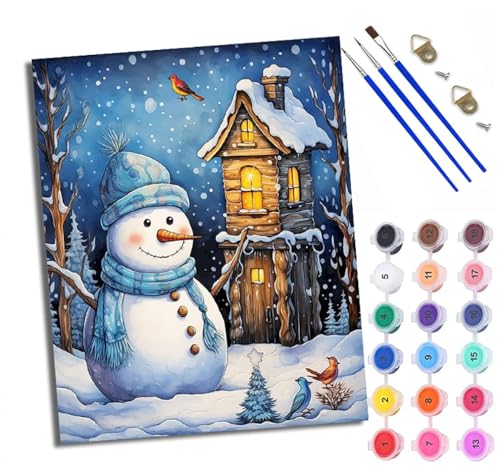 Malen Nach Zahlen DIY auf Leinwand Kit für Anfänger Winter Schneemannhaus Mit Acryl Farben und Premium Pinsel Mit Rahmen Home Deko oder Geburtstag Weihnachten Geschenk Malen Nach Zahlen DIY auf Leinwand Kit für Anfänger Winter Schneemannhaus Mit Acryl Farben und Premium Pinsel Mit Rahmen Home Deko oder Geburtstag Weihnachten Geschenk von WXRWANG