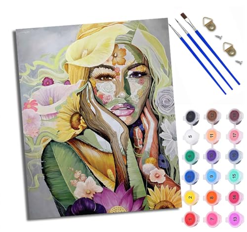 Malen Nach Zahlen Erwachsene Paint by Numbers Malen Nach Zahlen mit Pinseln und Acrylfarben Abstrakte Frau mit Blumen Handgemalte Ölgemälde Leinwand für Home Décor Mit Rahmen Malen Nach Zahlen Erwachsene Paint by Numbers Malen Nach Zahlen mit Pinseln und Acrylfarben Abstrakte Frau mit Blumen Handgemalte Ölgemälde Leinwand für Home Décor Mit Rahmen von WXRWANG
