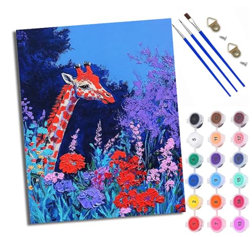 Malen Nach Zahlen Erwachsene Paint by Numbers Malen Nach Zahlen mit Pinseln und Acrylfarben Bunte Blumengiraffe Handgemalte Ölgemälde Leinwand für Home Décor Mit Rahmen Malen Nach Zahlen Erwachsene Paint by Numbers Malen Nach Zahlen mit Pinseln und Acrylfarben Bunte Blumengiraffe Handgemalte Ölgemälde Leinwand für Home Décor Mit Rahmen von WXRWANG