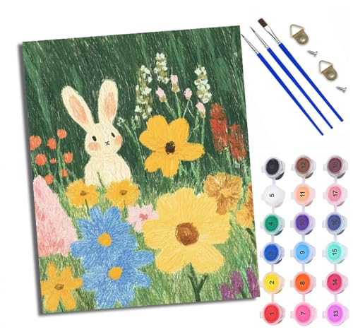 Malen Nach Zahlen Erwachsene Paint by Numbers Malen Nach Zahlen mit Pinseln und Acrylfarben Hase in den Blumen Handgemalte Ölgemälde Leinwand für Home Décor Mit Rahmen Malen Nach Zahlen Erwachsene Paint by Numbers Malen Nach Zahlen mit Pinseln und Acrylfarben Hase in den Blumen Handgemalte Ölgemälde Leinwand für Home Décor Mit Rahmen von WXRWANG