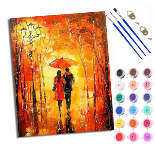 Malen Nach Zahlen Erwachsene Paint by Numbers Malen Nach Zahlen mit Pinseln und Acrylfarben Paar im Regen Handgemalte Ölgemälde Leinwand für Home Décor Mit Rahmen Malen Nach Zahlen Erwachsene Paint by Numbers Malen Nach Zahlen mit Pinseln und Acrylfarben Paar im Regen Handgemalte Ölgemälde Leinwand für Home Décor Mit Rahmen von WXRWANG