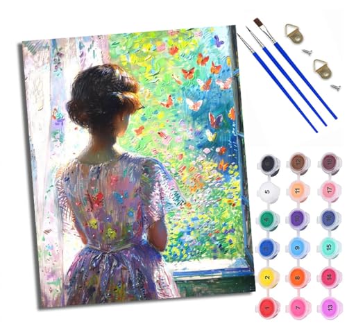 Malen Nach Zahlen Erwachsene Paint by Numbers Malen Nach Zahlen mit Pinseln und Acrylfarben Schönes Mädchen am Fenster Handgemalte Ölgemälde Leinwand für Home Décor Mit Rahmen Malen Nach Zahlen Erwachsene Paint by Numbers Malen Nach Zahlen mit Pinseln und Acrylfarben Schönes Mädchen am Fenster Handgemalte Ölgemälde Leinwand für Home Décor Mit Rahmen von WXRWANG