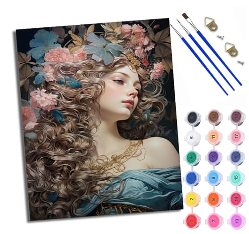 Malen Nach Zahlen Erwachsene Paint by Numbers Malen Nach Zahlen mit Pinseln und Acrylfarben Schönes Mädchen mit Blumen Handgemalte Ölgemälde Leinwand für Home Décor Mit Rahmen Malen Nach Zahlen Erwachsene Paint by Numbers Malen Nach Zahlen mit Pinseln und Acrylfarben Schönes Mädchen mit Blumen Handgemalte Ölgemälde Leinwand für Home Décor Mit Rahmen von WXRWANG