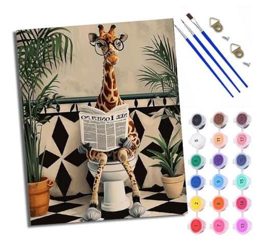 Malen Nach Zahlen Erwachsene Paint by Numbers Malen Nach Zahlen mit Pinseln und Acrylfarben Süße Giraffe auf der Toilette Handgemalte Ölgemälde Leinwand für Home Décor Mit Rahmen Malen Nach Zahlen Erwachsene Paint by Numbers Malen Nach Zahlen mit Pinseln und Acrylfarben Süße Giraffe auf der Toilette Handgemalte Ölgemälde Leinwand für Home Décor Mit Rahmen von WXRWANG