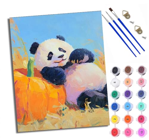 WXRWANG Malen Nach Zahlen Erwachsene Paint by Numbers Malen Nach Zahlen mit Pinseln und Acrylfarben Süßer Riesenpanda Handgemalte Ölgemälde Leinwand für Home Décor Ohne Rahmen von WXRWANG