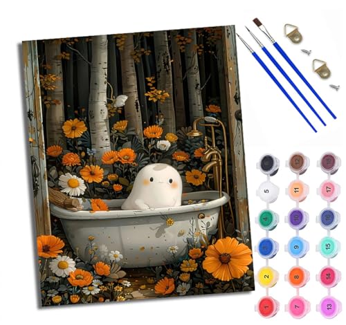 WXRWANG Malen Nach Zahlen ErwachseneBadegeist in Blumen DIY handgemaltes Ölgemälde Set für Anfänger und Erwachsene Acrylfarbe Kreative Heimdekoration Geschenk Weihnachten von WXRWANG