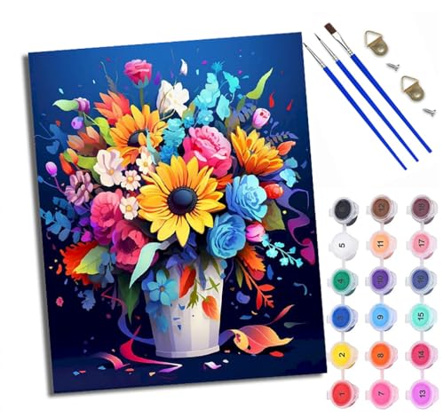 WXRWANG Malen Nach Zahlen ErwachseneBunte Blumen in der Vase DIY handgemaltes Ölgemälde Set für Anfänger und Erwachsene Acrylfarbe Heimdekoration Geschenk Weihnachten Mit Rahmen WXRWANG Malen Nach Zahlen ErwachseneBunte Blumen in der Vase DIY handgemaltes Ölgemälde Set für Anfänger und Erwachsene Acrylfarbe Heimdekoration Geschenk Weihnachten Mit Rahmen von WXRWANG