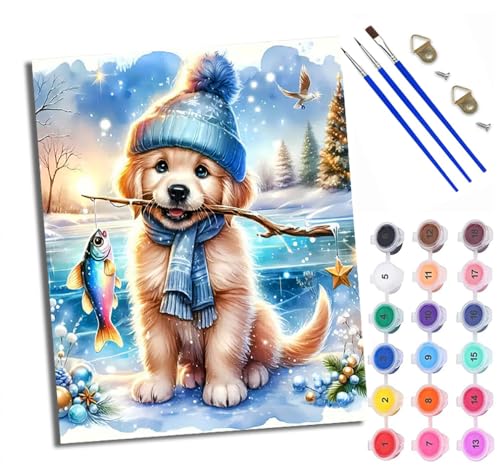 WXRWANG Malen Nach Zahlen ErwachseneBunter Fischerwelpe DIY handgemaltes Ölgemälde Set für Anfänger und Erwachsene Acrylfarbe Heimdekoration Geschenk Weihnachten Mit Rahmen WXRWANG Malen Nach Zahlen ErwachseneBunter Fischerwelpe DIY handgemaltes Ölgemälde Set für Anfänger und Erwachsene Acrylfarbe Heimdekoration Geschenk Weihnachten Mit Rahmen von WXRWANG