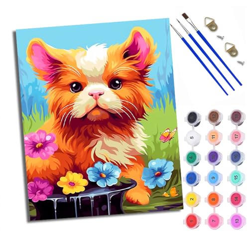 WXRWANG Malen Nach Zahlen ErwachseneCartoon-Kätzchen mit Blumen DIY handgemaltes Ölgemälde Set für Anfänger und Erwachsene Acrylfarbe Heimdekoration Geschenk Weihnachten Mit Rahmen WXRWANG Malen Nach Zahlen ErwachseneCartoon-Kätzchen mit Blumen DIY handgemaltes Ölgemälde Set für Anfänger und Erwachsene Acrylfarbe Heimdekoration Geschenk Weihnachten Mit Rahmen von WXRWANG