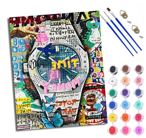 WXRWANG Malen Nach Zahlen ErwachseneFarbige Graffiti-Uhr DIY handgemaltes Ölgemälde Set für Anfänger und Erwachsene Acrylfarbe Heimdekoration Geschenk Weihnachten Mit Rahmen WXRWANG Malen Nach Zahlen ErwachseneFarbige Graffiti-Uhr DIY handgemaltes Ölgemälde Set für Anfänger und Erwachsene Acrylfarbe Heimdekoration Geschenk Weihnachten Mit Rahmen von WXRWANG