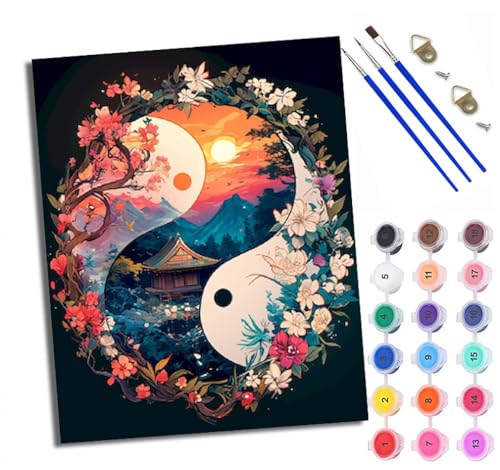 WXRWANG Malen Nach Zahlen ErwachseneLandschafts-Yin-Yang-Bild DIY handgemaltes Ölgemälde Set für Anfänger und Erwachsene Acrylfarbe Heimdekoration Geschenk Weihnachten Mit Rahmen WXRWANG Malen Nach Zahlen ErwachseneLandschafts-Yin-Yang-Bild DIY handgemaltes Ölgemälde Set für Anfänger und Erwachsene Acrylfarbe Heimdekoration Geschenk Weihnachten Mit Rahmen von WXRWANG