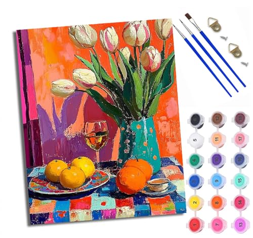 WXRWANG Malen Nach Zahlen ErwachseneOrange Weinglas Tulpe DIY handgemaltes Ölgemälde Set für Anfänger und Erwachsene Acrylfarbe Heimdekoration Geschenk Weihnachten Mit Rahmen WXRWANG Malen Nach Zahlen ErwachseneOrange Weinglas Tulpe DIY handgemaltes Ölgemälde Set für Anfänger und Erwachsene Acrylfarbe Heimdekoration Geschenk Weihnachten Mit Rahmen von WXRWANG