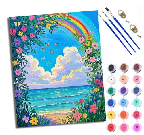 WXRWANG Malen Nach Zahlen ErwachseneRegenbogen bunte Blumen DIY handgemaltes Ölgemälde Set für Anfänger und Erwachsene Acrylfarbe Heimdekoration Geschenk Weihnachten Mit Rahmen WXRWANG Malen Nach Zahlen ErwachseneRegenbogen bunte Blumen DIY handgemaltes Ölgemälde Set für Anfänger und Erwachsene Acrylfarbe Heimdekoration Geschenk Weihnachten Mit Rahmen von WXRWANG