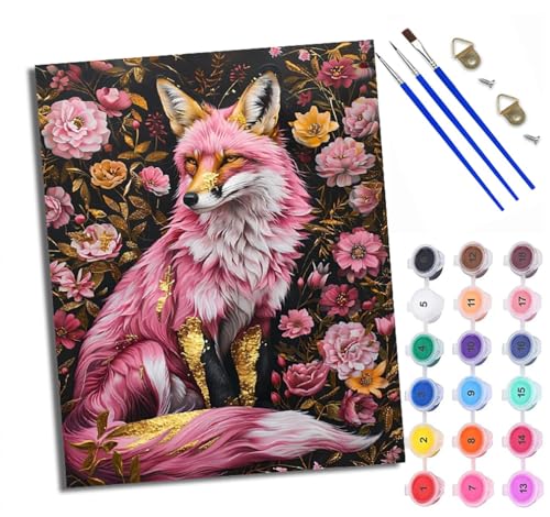 WXRWANG Malen Nach Zahlen ErwachseneRosa Blumen Fuchs DIY handgemaltes Ölgemälde Set für Anfänger und Erwachsene Acrylfarbe Heimdekoration Geschenk Weihnachten Mit Rahmen WXRWANG Malen Nach Zahlen ErwachseneRosa Blumen Fuchs DIY handgemaltes Ölgemälde Set für Anfänger und Erwachsene Acrylfarbe Heimdekoration Geschenk Weihnachten Mit Rahmen von WXRWANG