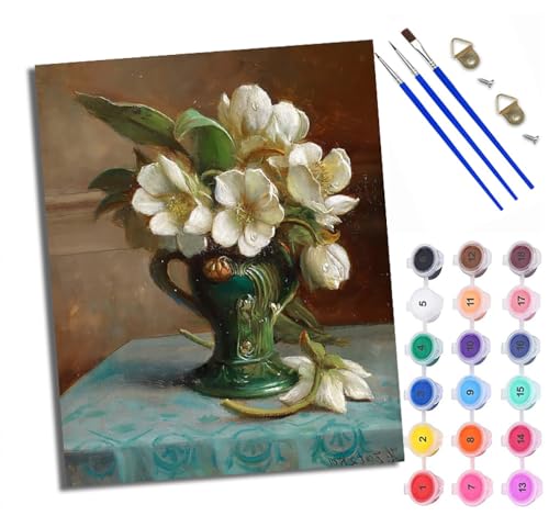 WXRWANG Malen Nach Zahlen ErwachseneVintage Vase Blumen DIY handgemaltes Ölgemälde Set für Anfänger und Erwachsene Acrylfarbe Heimdekoration Geschenk Weihnachten Mit Rahmen WXRWANG Malen Nach Zahlen ErwachseneVintage Vase Blumen DIY handgemaltes Ölgemälde Set für Anfänger und Erwachsene Acrylfarbe Heimdekoration Geschenk Weihnachten Mit Rahmen von WXRWANG