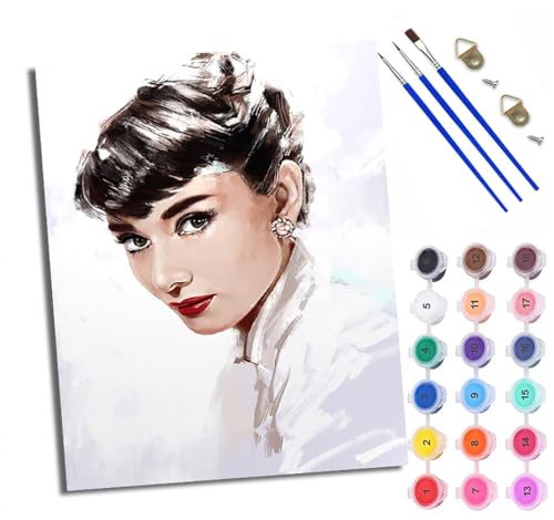 WXRWANG Malen Nach Zahlen Für Erwachsene Audrey Hepburn Porträt Malen Nach Zahlen Erwachsene Malen Nach Zahlen DIY Malen-Nach-Zahlen Kits Mit 3 Pinseln - 16 * 20 Zoll Mit Rahmen WXRWANG Malen Nach Zahlen Für Erwachsene Audrey Hepburn Porträt Malen Nach Zahlen Erwachsene Malen Nach Zahlen DIY Malen-Nach-Zahlen Kits Mit 3 Pinseln - 16 * 20 Zoll Mit Rahmen von WXRWANG
