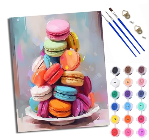 WXRWANG Malen Nach Zahlen Für Erwachsene Macaron-Farbe Malen Nach Zahlen Erwachsene Malen Nach Zahlen DIY Malen-Nach-Zahlen Kits Mit 3 Pinseln - 16 * 20 Zoll Mit Rahmen von WXRWANG