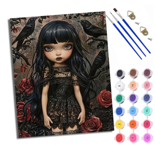 WXRWANG Malen Nach Zahlen Für Erwachsene Mädchen im Gothic-Stil Malen Nach Zahlen Erwachsene Malen Nach Zahlen DIY Malen-Nach-Zahlen Kits Mit 3 Pinseln - 16 * 20 Zoll Mit Rahmen WXRWANG Malen Nach Zahlen Für Erwachsene Mädchen im Gothic-Stil Malen Nach Zahlen Erwachsene Malen Nach Zahlen DIY Malen-Nach-Zahlen Kits Mit 3 Pinseln - 16 * 20 Zoll Mit Rahmen von WXRWANG