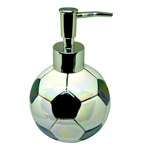 WXTRE Handseifenspender Flüssigkeitsspender Keramik-Seifenspender Glänzende Glitzernde Soccer 3D Football Soap Pumpspender Lotion-Flasche Nachfüllbare Lotionsflasche von WXTRE