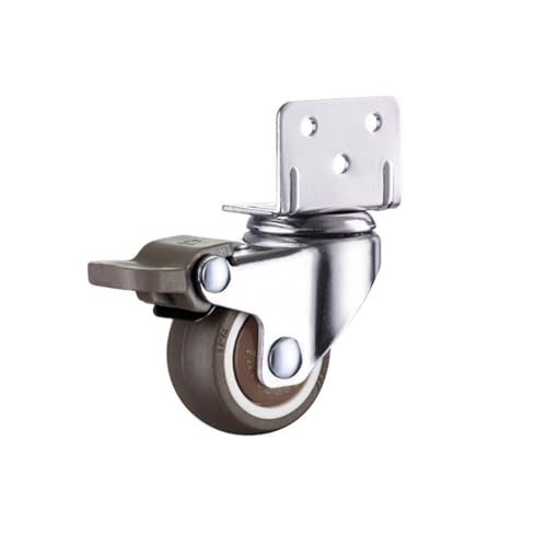 Hochleistungsrollen Super Mute L-Typ Seitlich montierte Räder Möbelstuhl Kinderbett Schrank Werkbank Weichgummi-Universalrolle(1.25 inch with brake) von WXVFX