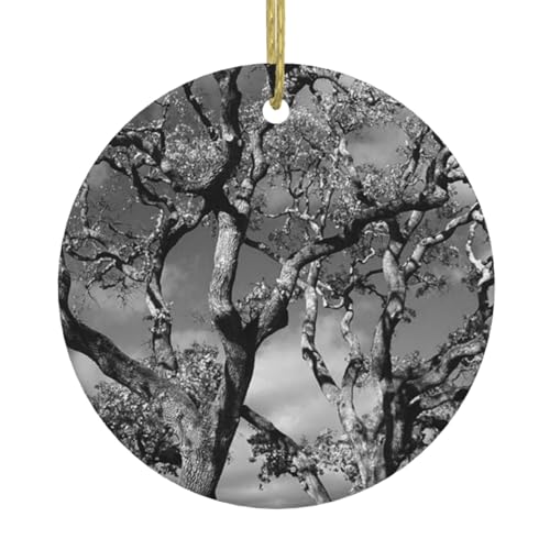 Eichenpflanzen-Druck, Weihnachtsschmuck, Paar, Geschenke für Sie und Ihn, Weihnachtsbaumschmuck, Keramik, hängende Ornamente, Jahrestag Eichenpflanzen-Druck, Weihnachtsschmuck, Paar, Geschenke für Sie und Ihn, Weihnachtsbaumschmuck, Keramik, hängende Ornamente, Jahrestag von WXWJSHMGC
