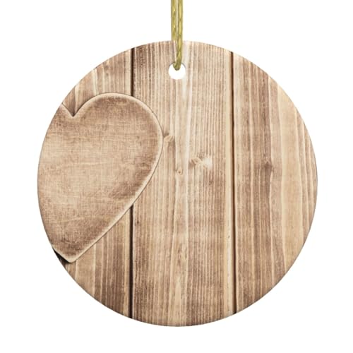 Holz-Herz-Druck, Weihnachtsschmuck, Paar, Geschenke für Sie und Ihn, Weihnachtsbaumschmuck, Keramik, hängende Ornamente, Jahrestag von WXWJSHMGC