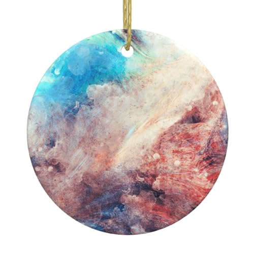 Komplexer Farbdruck Weihnachtsschmuck Paar Geschenke für Sie und Ihn, Weihnachtsbaumschmuck, Keramik, hängende Ornamente, Jahrestag von WXWJSHMGC