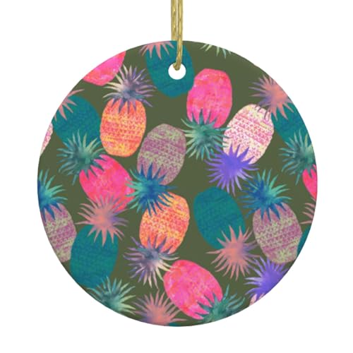 Obst-Ananas-Druck, Weihnachtsschmuck, Paar, Geschenke für ihn, sie, Weihnachtsbaumschmuck, Keramik, hängende Ornamente, Jahrestag Obst-Ananas-Druck, Weihnachtsschmuck, Paar, Geschenke für ihn, sie, Weihnachtsbaumschmuck, Keramik, hängende Ornamente, Jahrestag von WXWJSHMGC