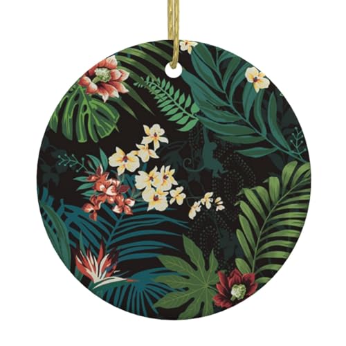 Palmblatt-Blumendruck, Weihnachtsschmuck, Paar, Geschenke für Sie und Ihn, Weihnachtsbaumschmuck, Keramik, hängende Ornamente, Jahrestag Palmblatt-Blumendruck, Weihnachtsschmuck, Paar, Geschenke für Sie und Ihn, Weihnachtsbaumschmuck, Keramik, hängende Ornamente, Jahrestag von WXWJSHMGC