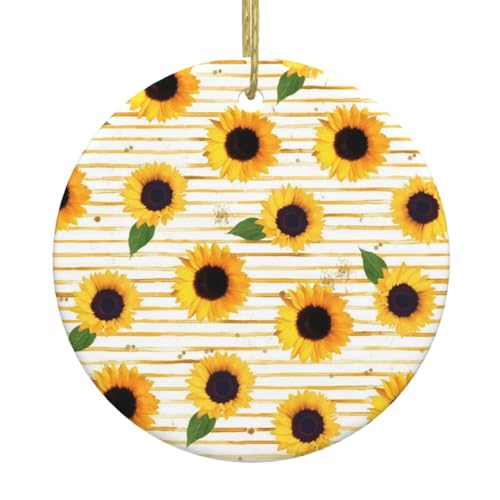 Sonnenblumenmuster-Druck, Weihnachtsschmuck, Paar, Geschenke für Sie und Ihn, Weihnachtsbaumschmuck, Keramik, hängende Ornamente, Jahrestag Sonnenblumenmuster-Druck, Weihnachtsschmuck, Paar, Geschenke für Sie und Ihn, Weihnachtsbaumschmuck, Keramik, hängende Ornamente, Jahrestag von WXWJSHMGC