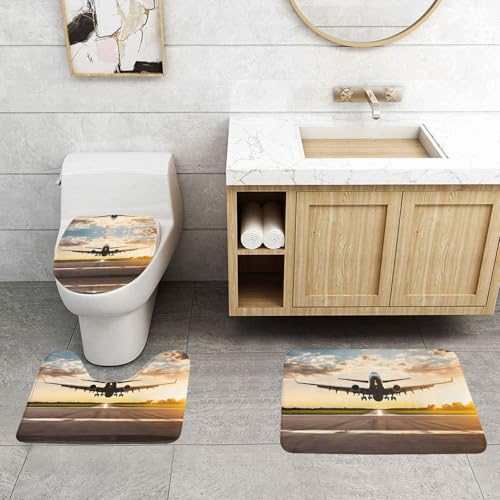 WXWJSHMGC 3-teiliges Set mit Flugzeug-Druck, super Plüsch, rutschfest, Badematten-Set, WC-Vorleger, Teppiche WXWJSHMGC 3-teiliges Set mit Flugzeug-Druck, super Plüsch, rutschfest, Badematten-Set, WC-Vorleger, Teppiche von WXWJSHMGC