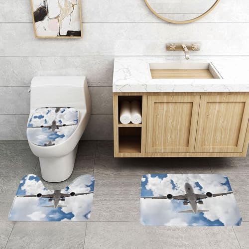 WXWJSHMGC 3-teiliges Set mit Flugzeug-Kunstdruck, super plüschig, rutschfest, Badematten-Set, WC-Vorleger WXWJSHMGC 3-teiliges Set mit Flugzeug-Kunstdruck, super plüschig, rutschfest, Badematten-Set, WC-Vorleger von WXWJSHMGC