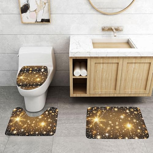 WXWJSHMGC Badematten-Set, 3-teilig, super plüschig, rutschfest, WC-Vorleger, goldfarben von WXWJSHMGC