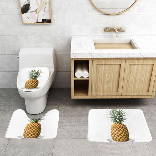 WXWJSHMGC Badematten-Set, Ananas-Muster, 3-teilig, super plüschig, rutschfest, WC-Vorleger von WXWJSHMGC