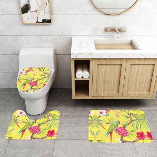 WXWJSHMGC Badematten-Set, Motiv: Blumen und Vögel, 3-teilig, super plüschig, rutschfest, WC-Vorleger WXWJSHMGC Badematten-Set, Motiv: Blumen und Vögel, 3-teilig, super plüschig, rutschfest, WC-Vorleger von WXWJSHMGC