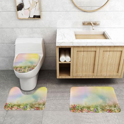 WXWJSHMGC Badematten-Set, Motiv: Frühlingsblumen, 3-teilig, super plüschig, rutschfest, WC-Vorleger WXWJSHMGC Badematten-Set, Motiv: Frühlingsblumen, 3-teilig, super plüschig, rutschfest, WC-Vorleger von WXWJSHMGC