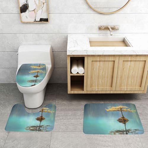 WXWJSHMGC Badematten-Set, Motiv: Peaceful Lake and a Tree, 3-teilig, super plüschig, rutschfest, WC-Vorleger WXWJSHMGC Badematten-Set, Motiv: Peaceful Lake and a Tree, 3-teilig, super plüschig, rutschfest, WC-Vorleger von WXWJSHMGC