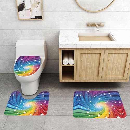 WXWJSHMGC Badematten-Set mit Regenbogen-Hintergrund, 3-teilig, super plüschig, rutschfest, WC-Vorleger WXWJSHMGC Badematten-Set mit Regenbogen-Hintergrund, 3-teilig, super plüschig, rutschfest, WC-Vorleger von WXWJSHMGC