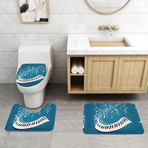WXWJSHMGC Badematten-Set mit grün-weißen Klaviertasten, 3-teilig, super plüschig, rutschfest, WC-Vorleger WXWJSHMGC Badematten-Set mit grün-weißen Klaviertasten, 3-teilig, super plüschig, rutschfest, WC-Vorleger von WXWJSHMGC