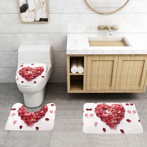 WXWJSHMGC Badematten-Set mit herzförmigem Blumenmuster, 3-teilig, super plüschig, rutschfest, WC-Vorleger WXWJSHMGC Badematten-Set mit herzförmigem Blumenmuster, 3-teilig, super plüschig, rutschfest, WC-Vorleger von WXWJSHMGC