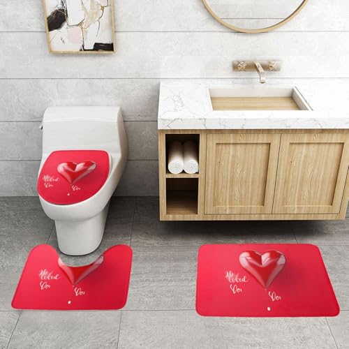 WXWJSHMGC Badematten-Set mit romantischem Herzballon-Druck, 3-teilig, super plüschig, rutschfest, WC-Vorleger WXWJSHMGC Badematten-Set mit romantischem Herzballon-Druck, 3-teilig, super plüschig, rutschfest, WC-Vorleger von WXWJSHMGC