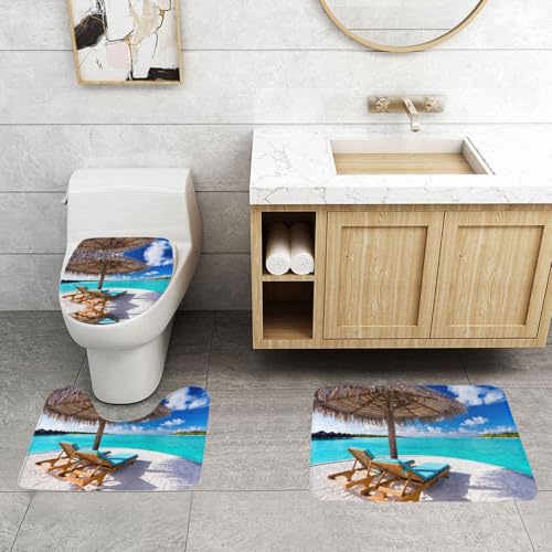 WXWJSHMGC Badematten-Set mit tropischem Stranddruck, 3-teilig, super plüschig, rutschfest, WC-Vorleger WXWJSHMGC Badematten-Set mit tropischem Stranddruck, 3-teilig, super plüschig, rutschfest, WC-Vorleger von WXWJSHMGC