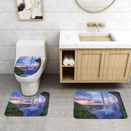WXWJSHMGC Badvorleger, Wasserfall-Landschaftsdruck, 3-teilig, super plüschig, rutschfest, WC-Vorleger WXWJSHMGC Badvorleger, Wasserfall-Landschaftsdruck, 3-teilig, super plüschig, rutschfest, WC-Vorleger von WXWJSHMGC