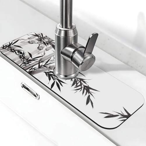 WXWJSHMGC Bambusbaum-Motiv, chinesischer Kalligraphie-Druck, Spritzschutz, saugfähige Abtropfmatte, für Küchenarmaturen, Arbeitsplatten WXWJSHMGC Bambusbaum-Motiv, chinesischer Kalligraphie-Druck, Spritzschutz, saugfähige Abtropfmatte, für Küchenarmaturen, Arbeitsplatten von WXWJSHMGC