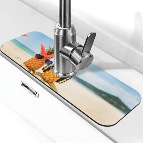 WXWJSHMGC Beach Two Ananas Sea Print Küchenspüle Spritzschutz, saugfähige Abtropfmatte, Spülbeckenmatte, für Küchenarmaturen, Arbeitsplatten von WXWJSHMGC