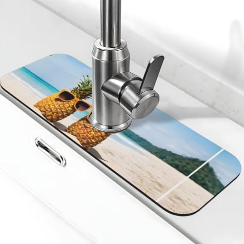 WXWJSHMGC Beach Two Ananas Sea Print Küchenspüle Spritzschutz, saugfähige Abtropfmatte, Spülbeckenmatte, für Küchenarmaturen, Arbeitsplatten von WXWJSHMGC