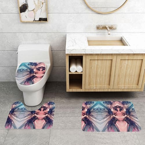 WXWJSHMGC Coole Tapeten Druck 3-teiliges super plüschiges rutschfestes Badematten-Set WC-Vorleger von WXWJSHMGC