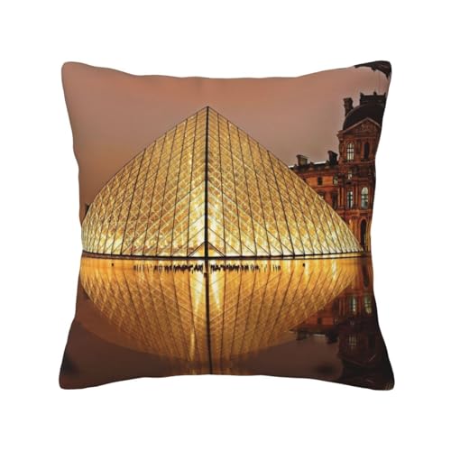WXWJSHMGC Dekorativer Kissenbezug mit Louvre-Museum in Paris, quadratisch, für Couch, Bett, Wohnzimmer, Sofa, 4-Jahreszeiten, universell (2 Stück) von WXWJSHMGC