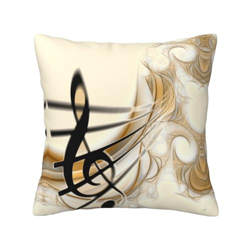 WXWJSHMGC Dekorativer Kissenbezug mit Musiknoten-Druck, quadratisch, für Couch, Bett, Wohnzimmer, Sofa, 4-Jahreszeiten, universell (2 Stück) von WXWJSHMGC