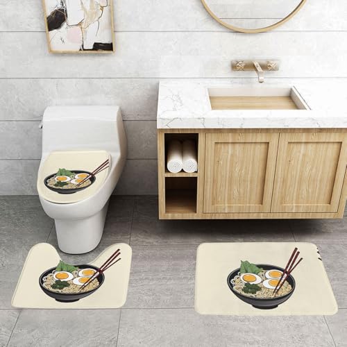 WXWJSHMGC Delicious Sweet Ramen Print 3-teiliges super plüschiges rutschfestes Badvorleger-Set WC-Vorleger WXWJSHMGC Delicious Sweet Ramen Print 3-teiliges super plüschiges rutschfestes Badvorleger-Set WC-Vorleger von WXWJSHMGC